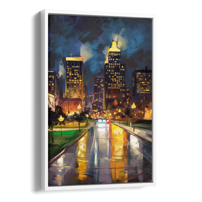 Wichita Downtown Lights Side - White Canvas Wall Art