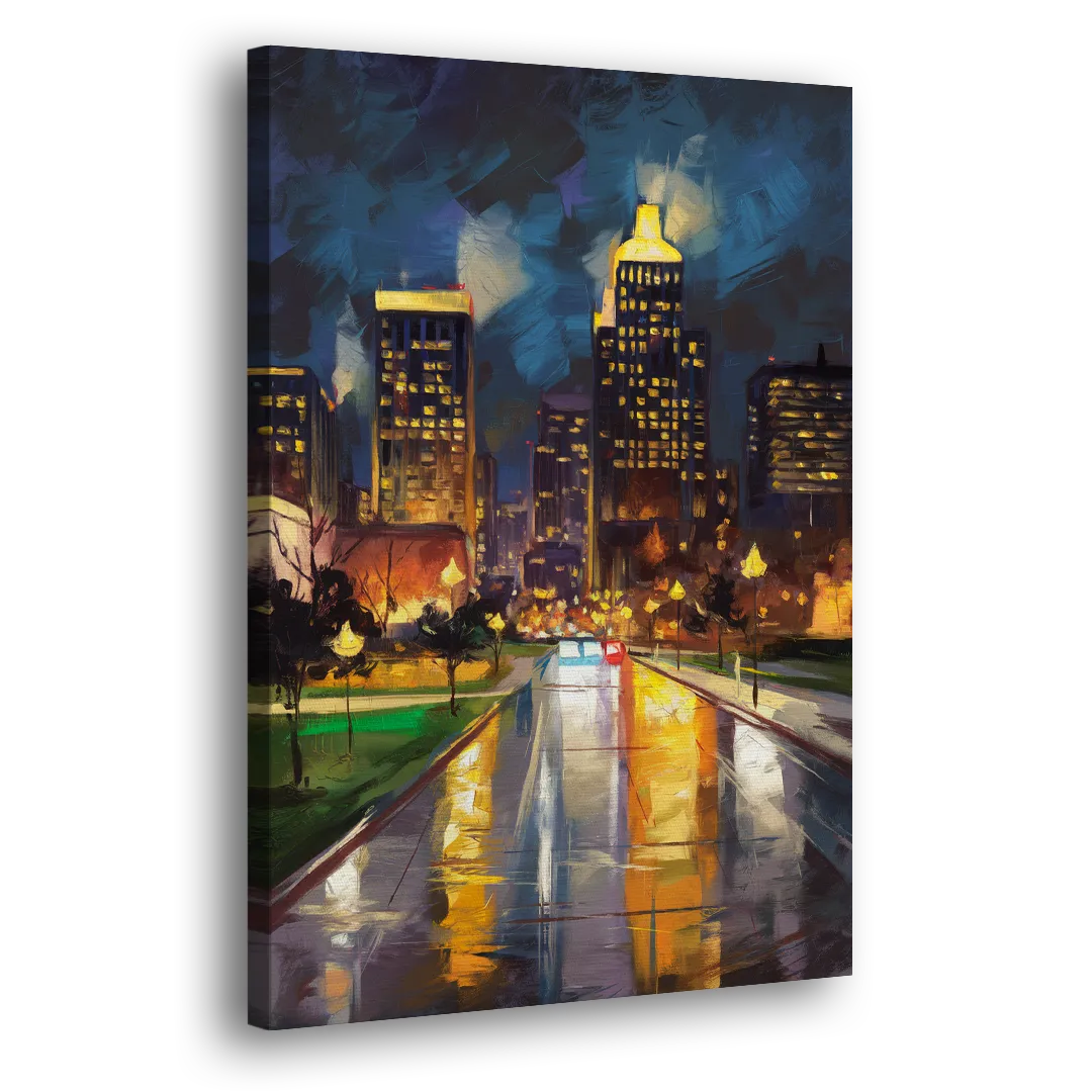 Wichita Downtown Lights Side - Canvas Wall Art