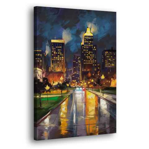 Wichita Downtown Lights - Canvas Wall Art