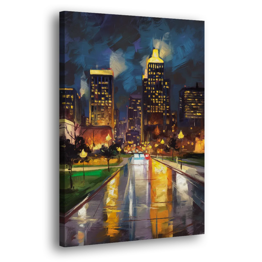 Wichita Downtown Lights Side - Canvas Wall Art