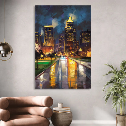 Wichita Downtown Lights Sitting Room - Canvas Wall Art