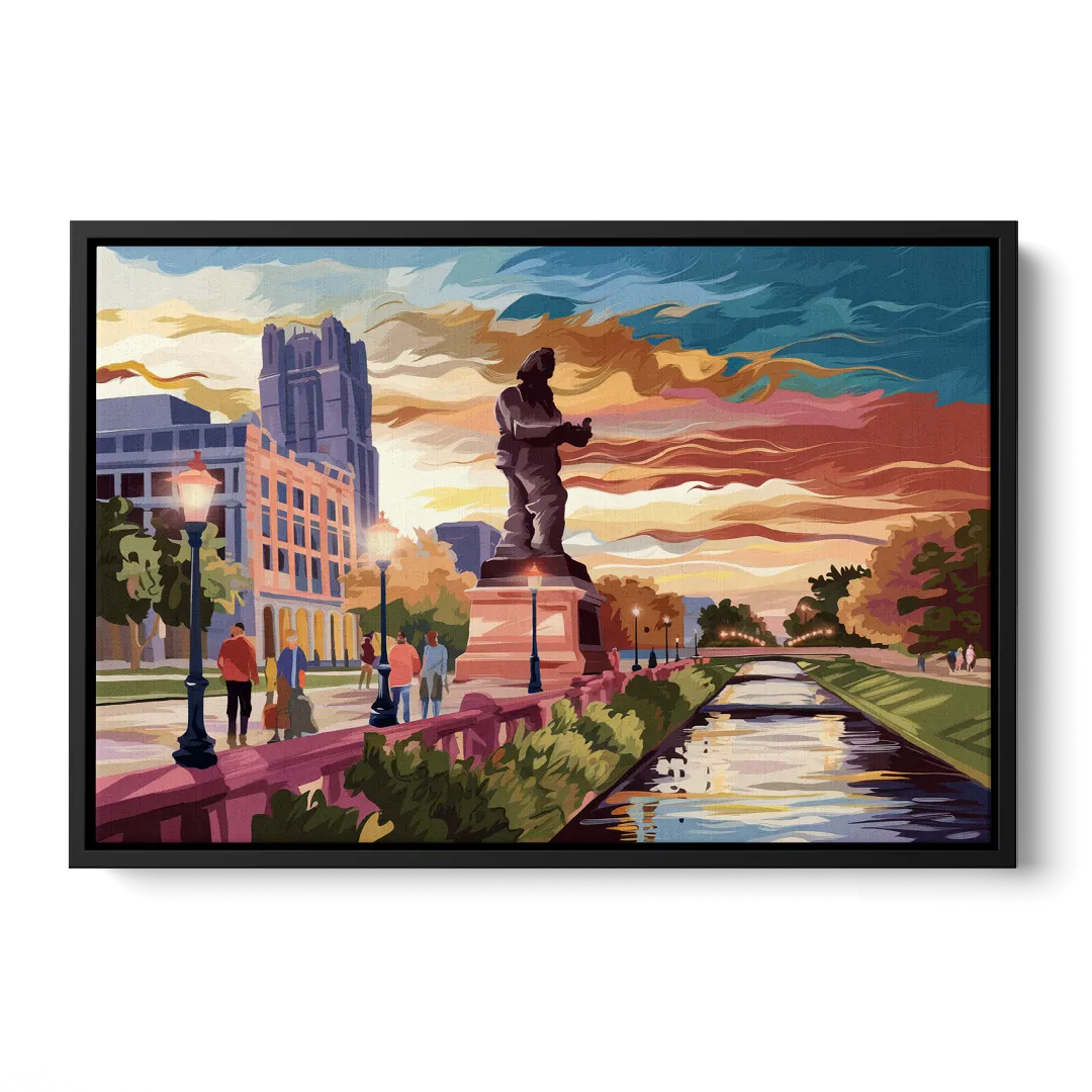 Wichita Historic Landmarks Front - Black Canvas Wall Art