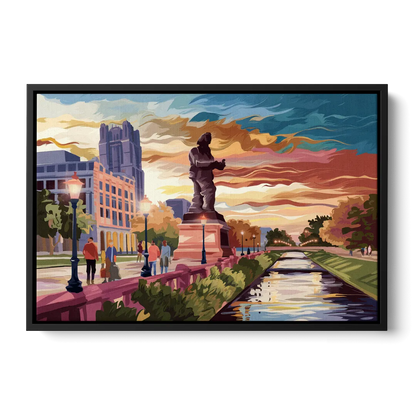 Wichita Historic Landmarks Front - Black Canvas Wall Art