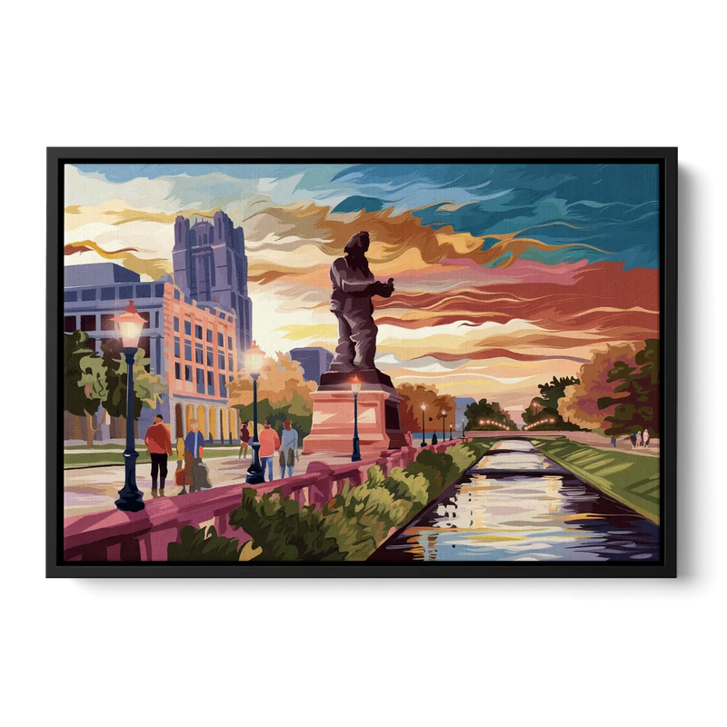 Wichita Historic Landmarks Front - Black Canvas Wall Art