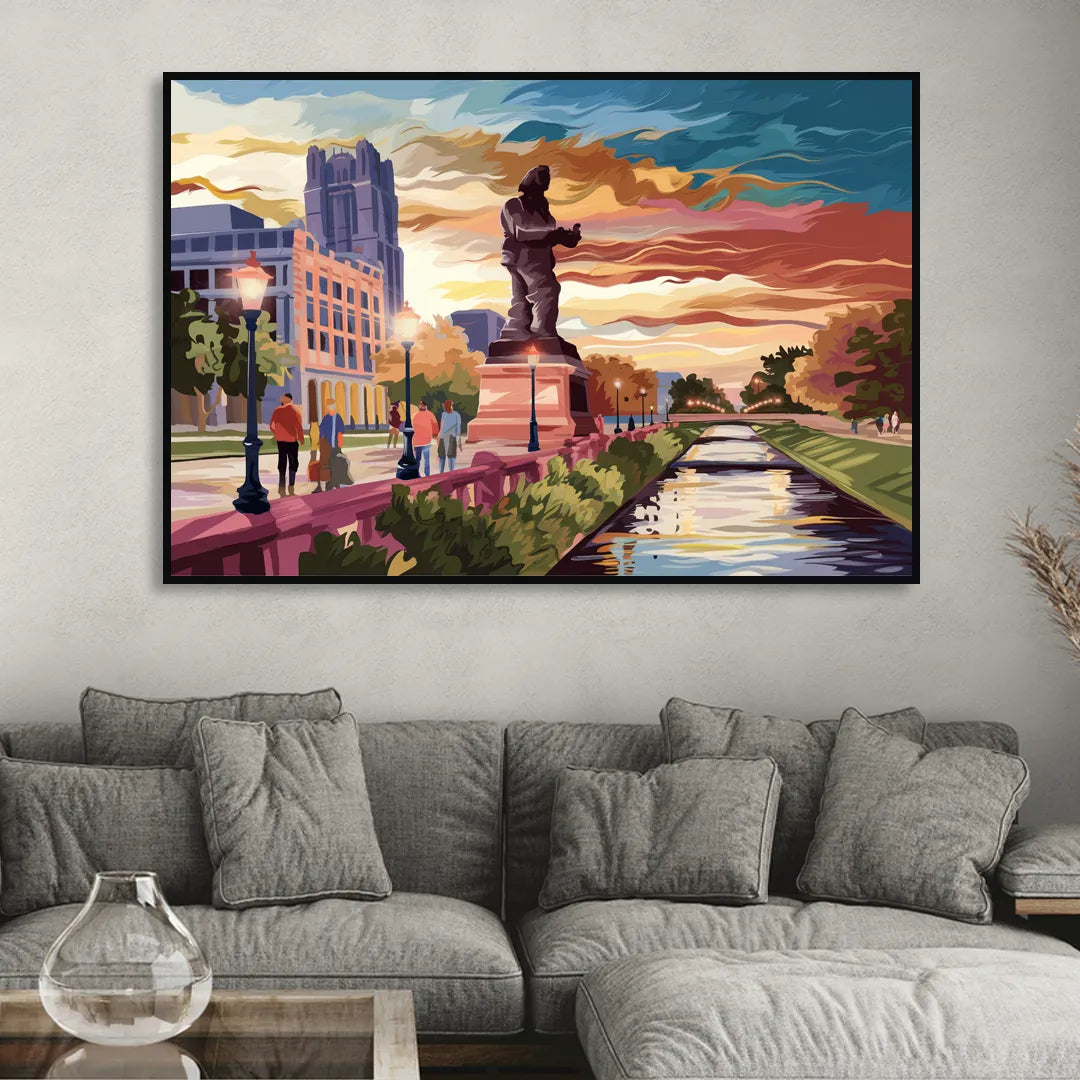 Wichita Historic Landmarks Living Room - Black Canvas Wall Art