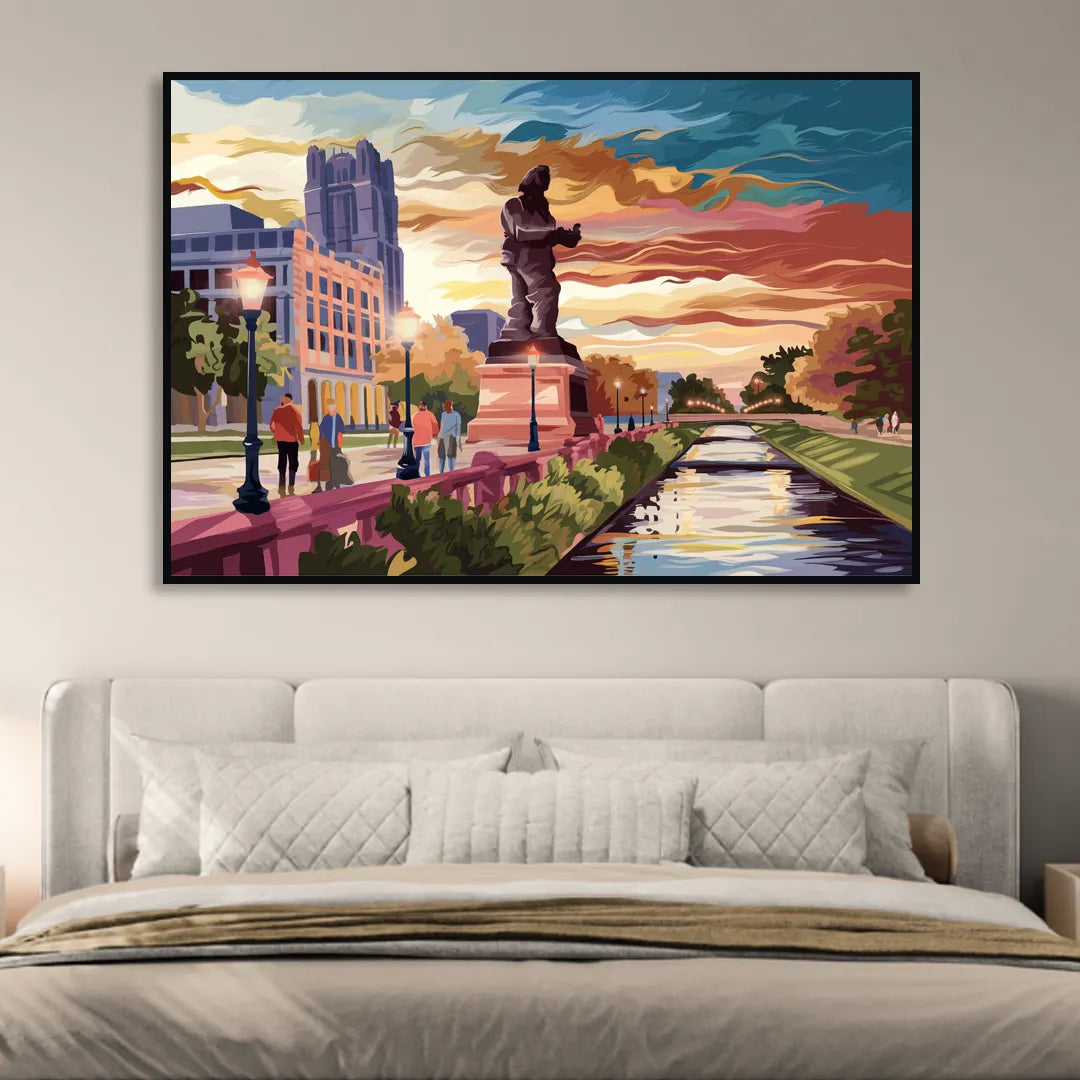 Wichita Historic Landmarks Sitting Room - Black Canvas Wall Art