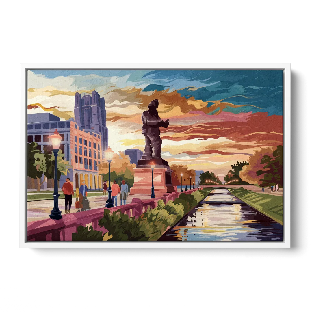 Wichita Historic Landmarks Front - White Canvas Wall Art