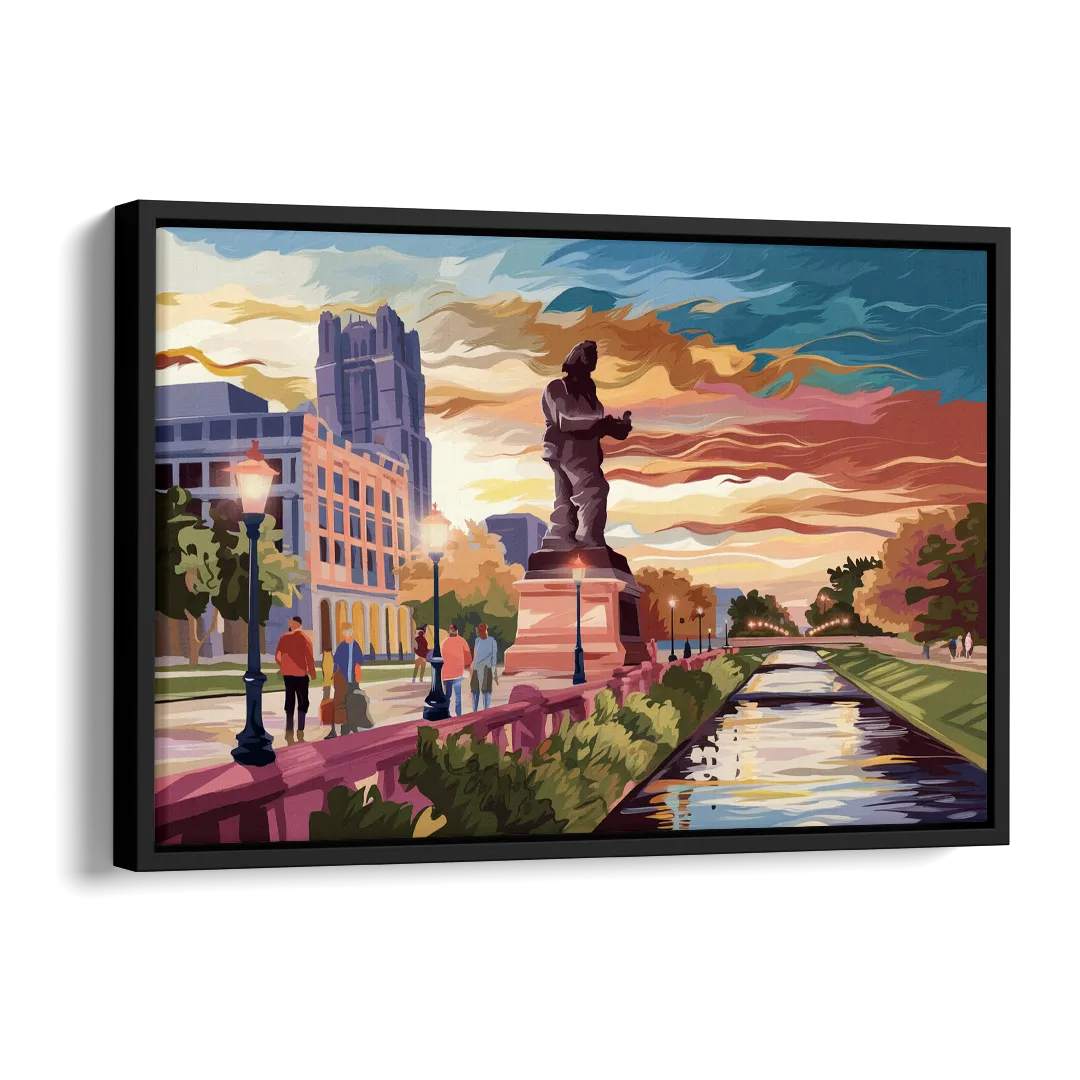 Wichita Historic Landmarks Side - Black Canvas Wall Art