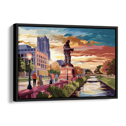 Wichita Historic Landmarks Side - Black Canvas Wall Art