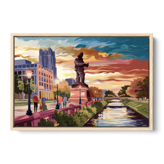 Wichita Historic Landmarks - Oak Framed Canvas Wall Art - Front