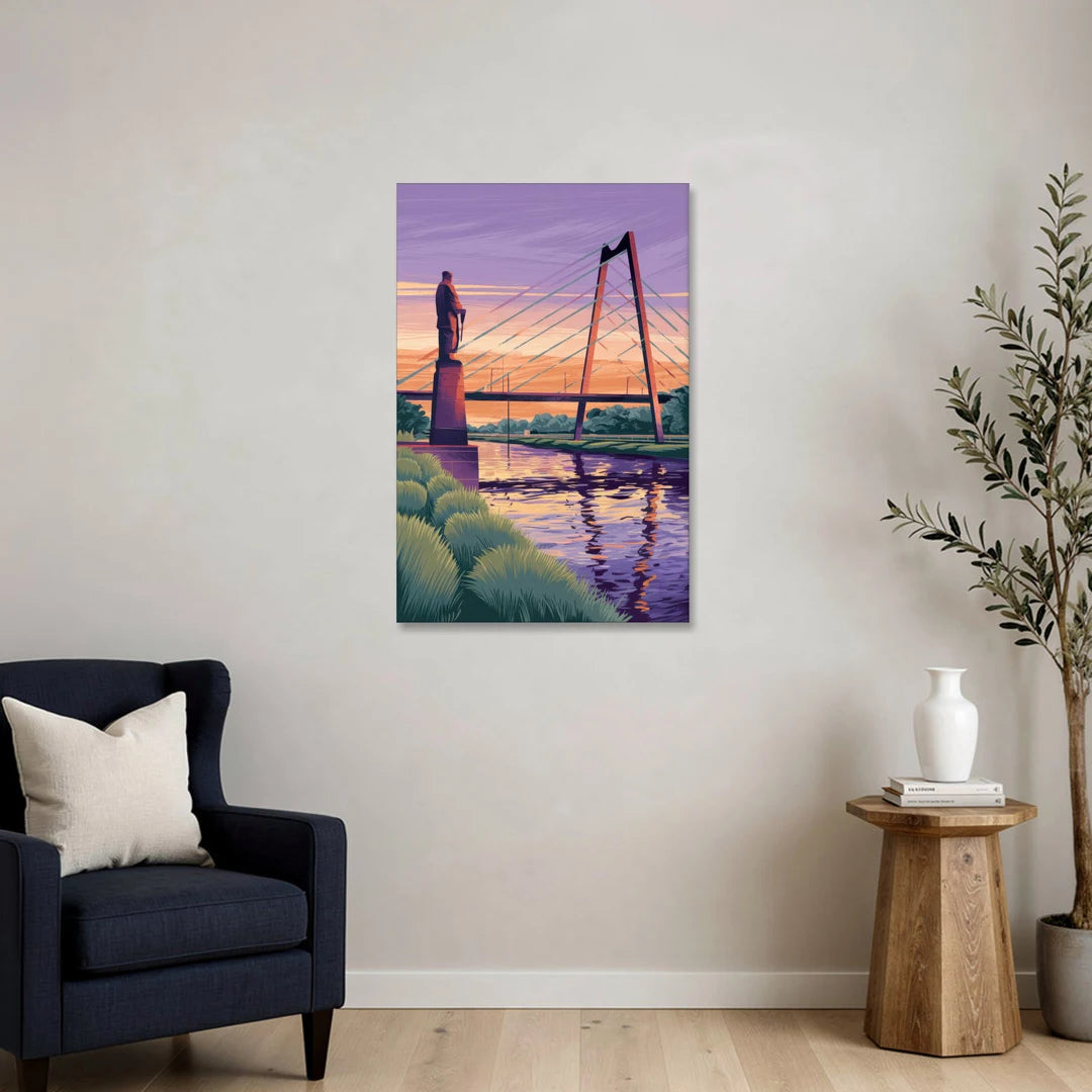 Wichita Riverfront Views - Canvas Wall Art - Sofa - 24x36