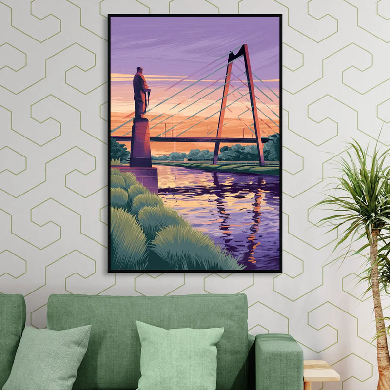Wichita Riverfront Views Living Room - Black Canvas Wall Art