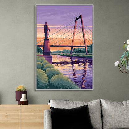 Wichita Riverfront Views Living Room - White Canvas Wall Art