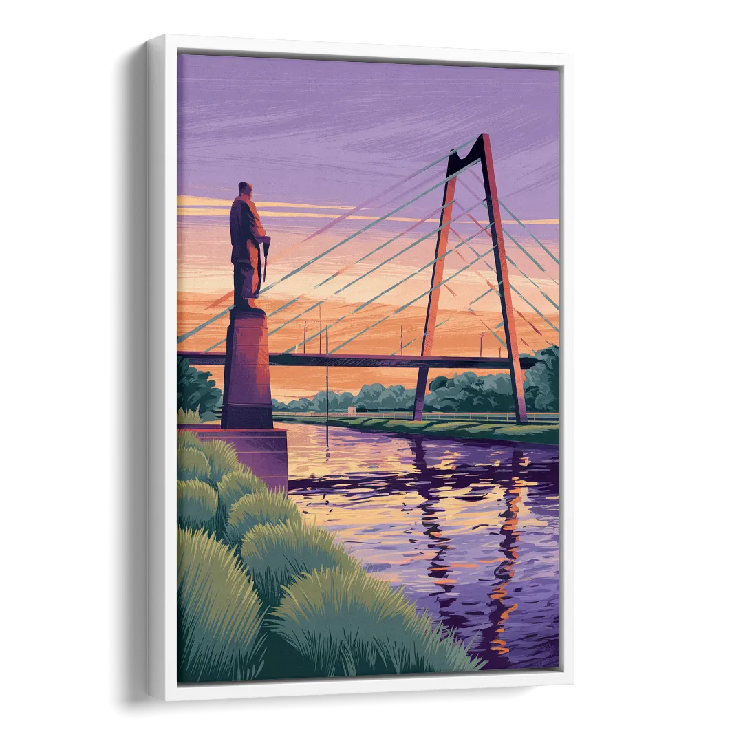 Wichita Riverfront Views Side - White Canvas Wall Art