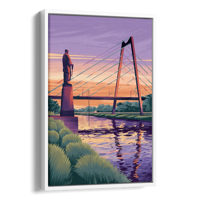 Wichita Riverfront Views Side - White Canvas Wall Art