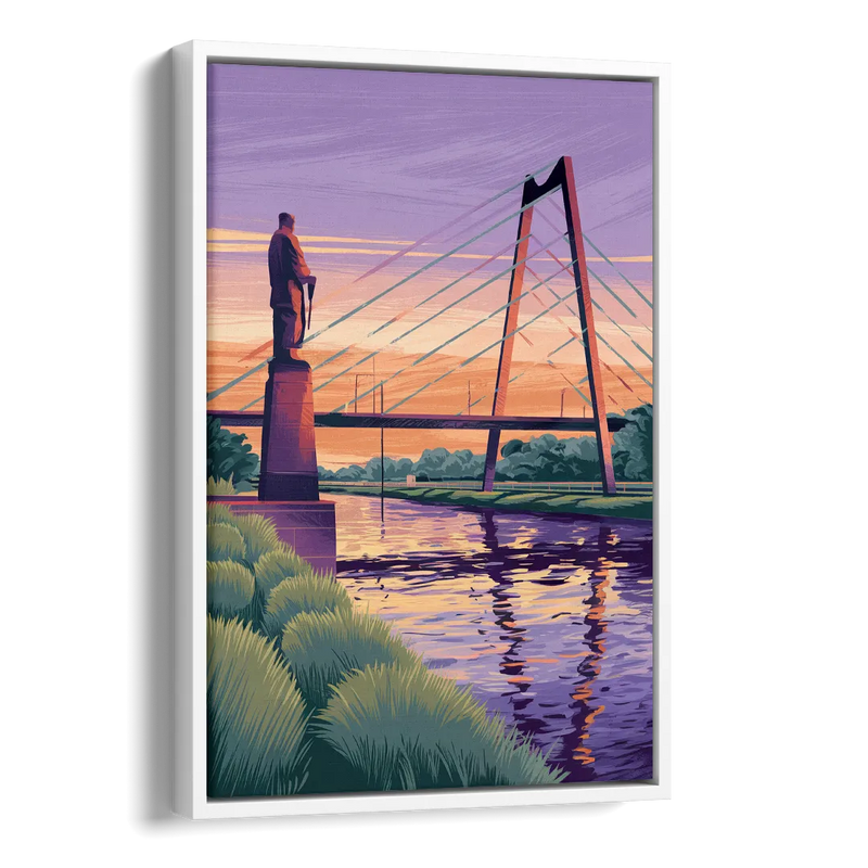 Wichita Riverfront Views Side - White Canvas Wall Art