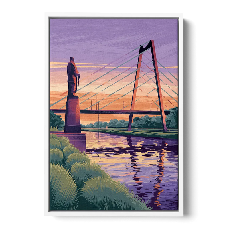 Wichita Riverfront Views Front - White Canvas Wall Art