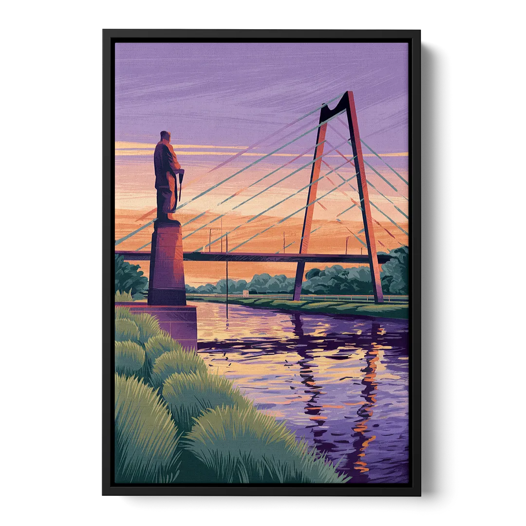 Wichita Riverfront Views Front - Black Canvas Wall Art
