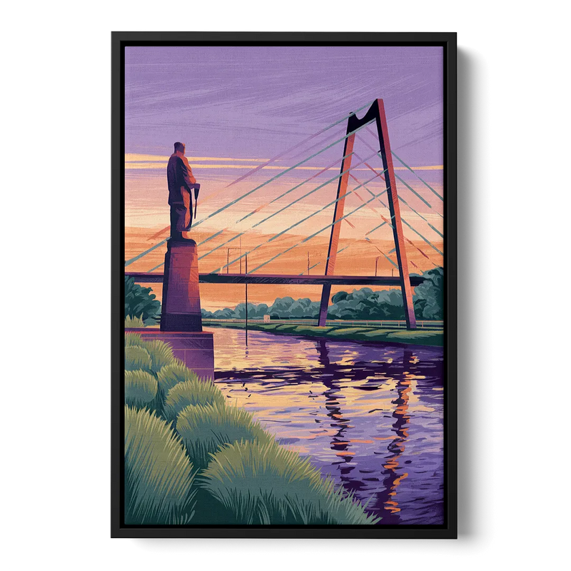 Wichita Riverfront Views Front - Black Canvas Wall Art
