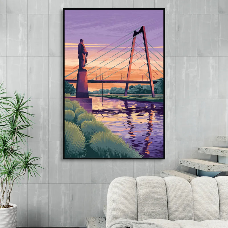 Wichita Riverfront Views Sitting Room - Black Canvas Wall Art