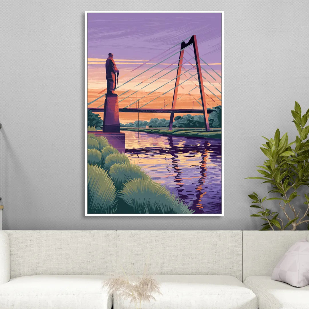 Wichita Riverfront Views Sitting Room - White Canvas Wall Art