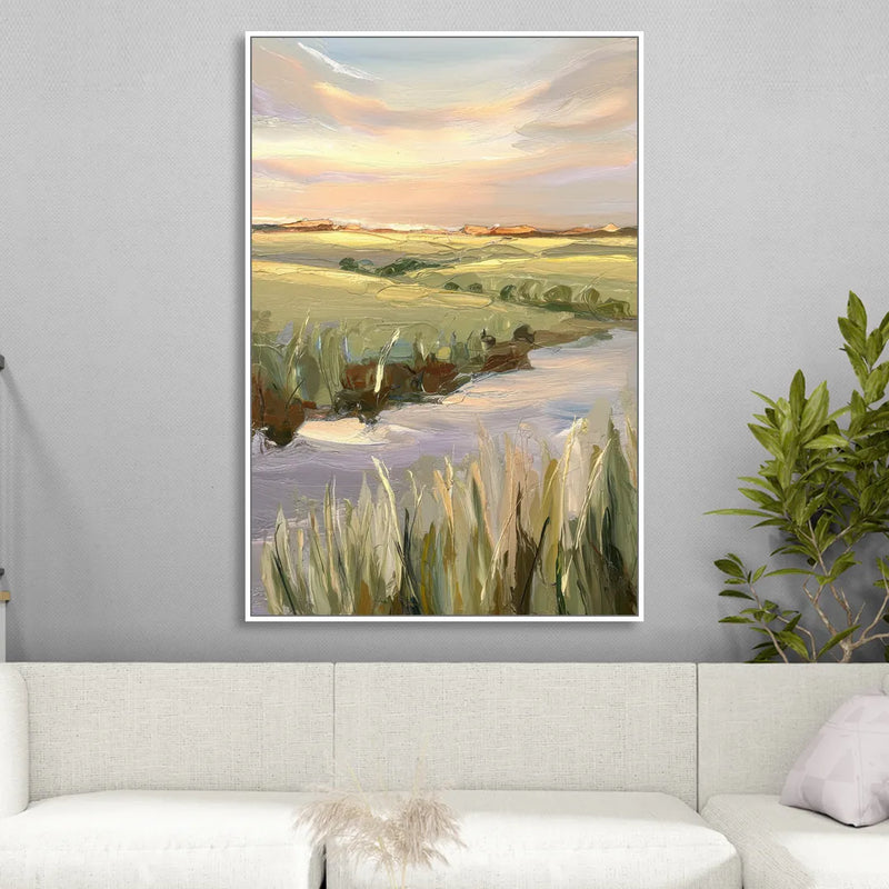 Wichita Scenic Horizons Living Room - White Canvas Wall Art