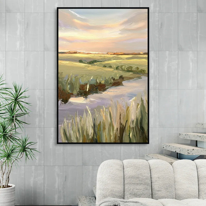 Wichita Scenic Horizons Living Room - Black Canvas Wall Art
