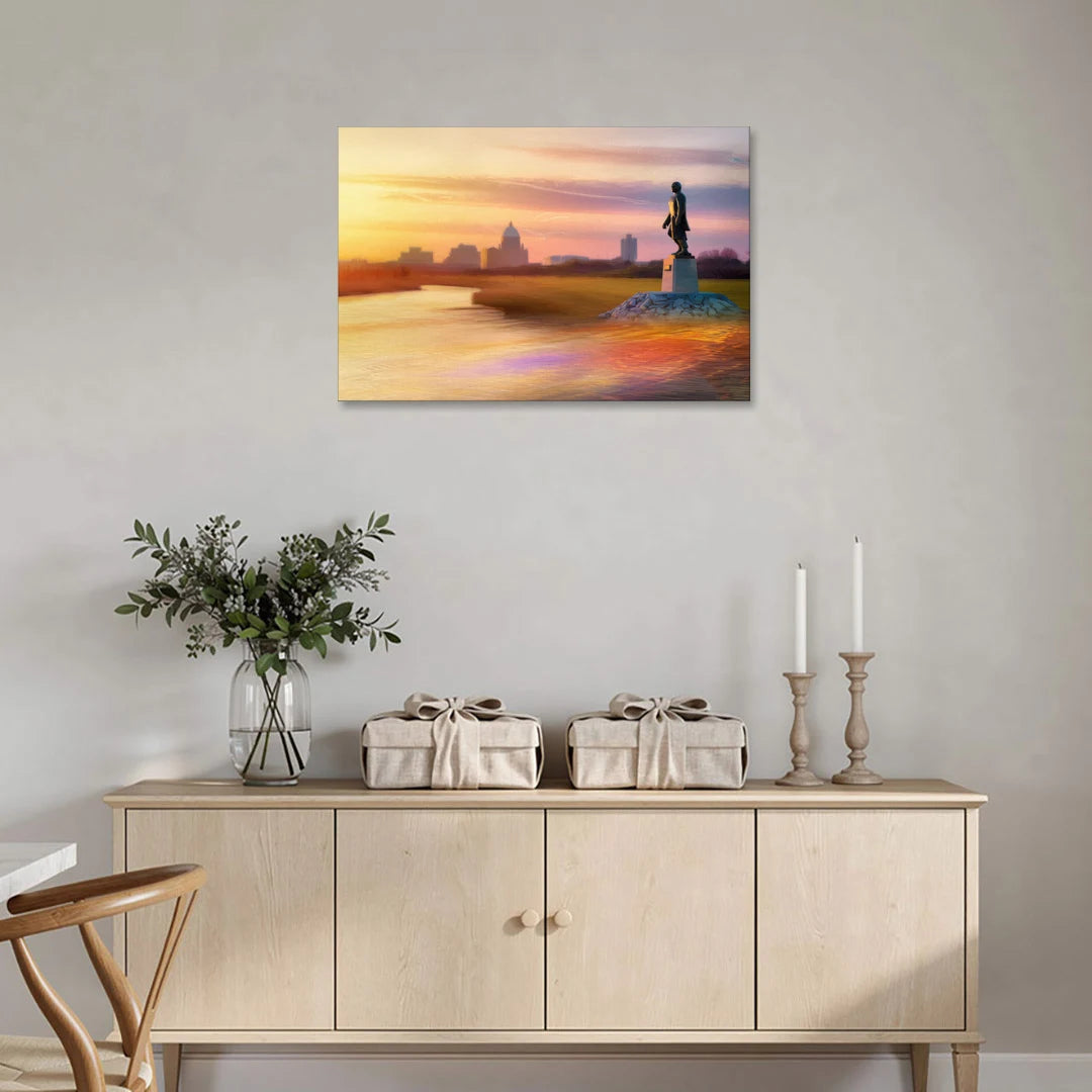 Wichita Skyline Sunset - Canvas Wall Art - Coffee Table - 36x24
