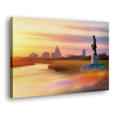 Wichita Skyline Sunset - Canvas Wall Art - Side