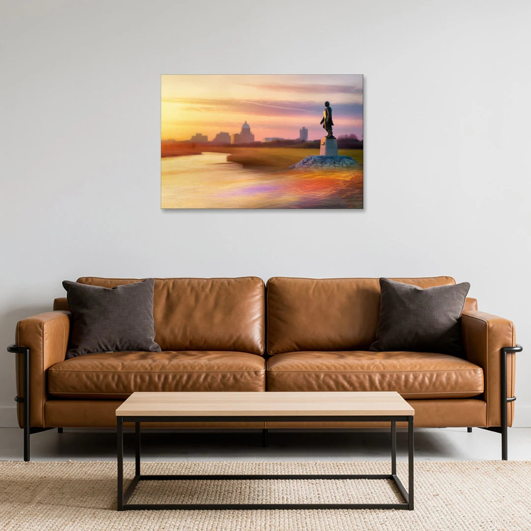 Wichita Skyline Sunset - Canvas Wall Art - Sofa - 36x24