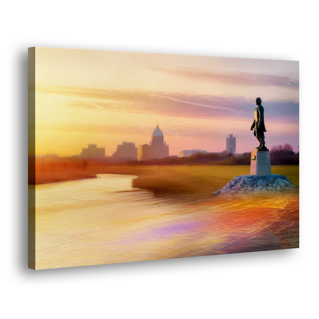 Wichita Skyline Sunset Side - Canvas Wall Art