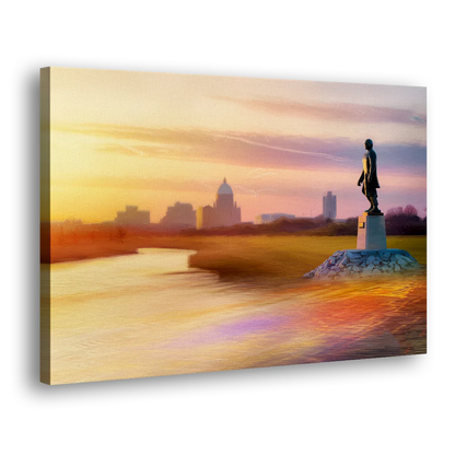Wichita Skyline Sunset Side - Canvas Wall Art