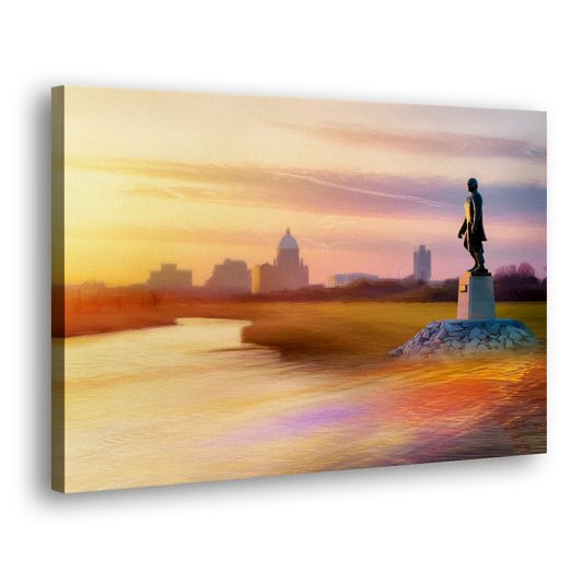 Wichita Skyline Sunset Side - Canvas Wall Art