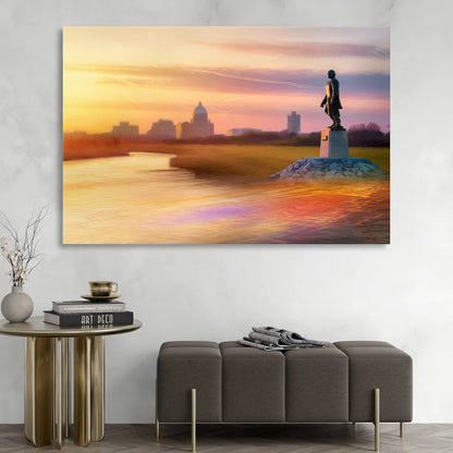 Wichita Skyline Sunset Living Room - Canvas Wall Art