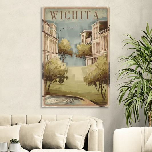 Wichita Vintage Aesthetic Living Room - Canvas Wall Art