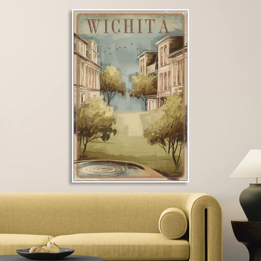 Wichita Vintage Aesthetic Living Room - White Canvas Wall Art