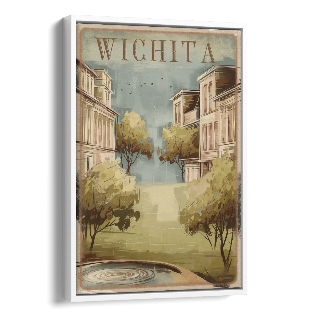 Wichita Vintage Aesthetic Side - White Canvas Wall Art