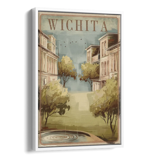 Wichita Vintage Aesthetic Side - White Canvas Wall Art