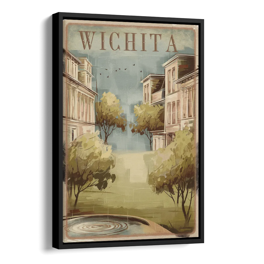 Wichita Vintage Aesthetic Side - Black Canvas Wall Art