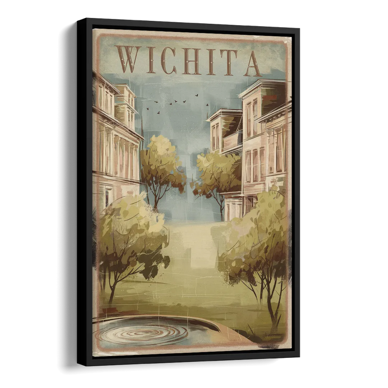 Wichita Vintage Aesthetic Side - Black Canvas Wall Art