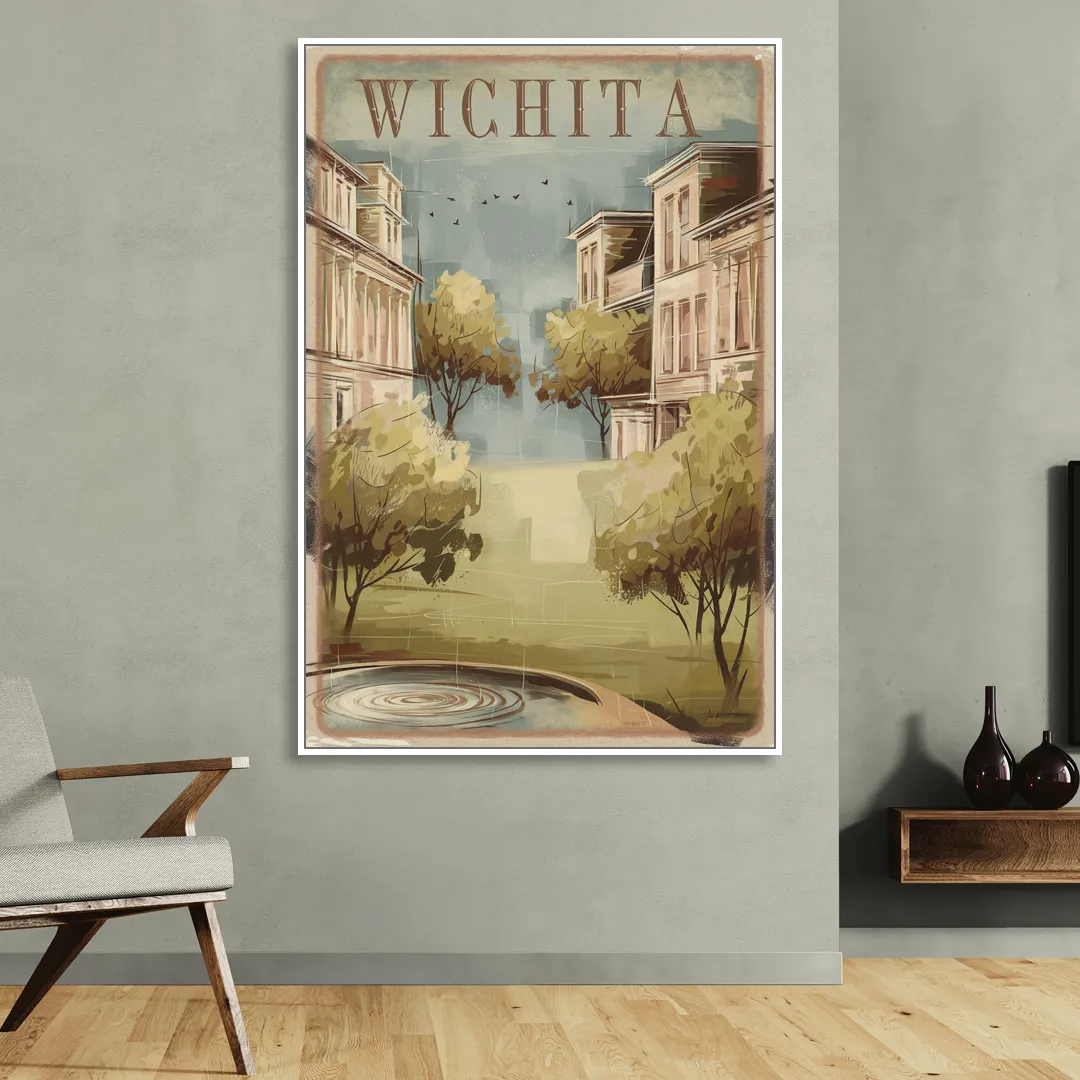 Wichita Vintage Aesthetic Sitting Room - White Canvas Wall Art