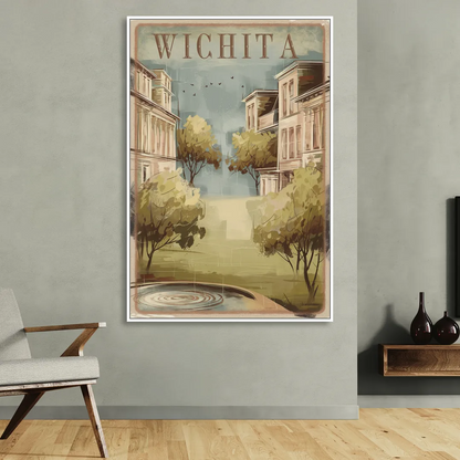 Wichita Vintage Aesthetic Sitting Room - White Canvas Wall Art