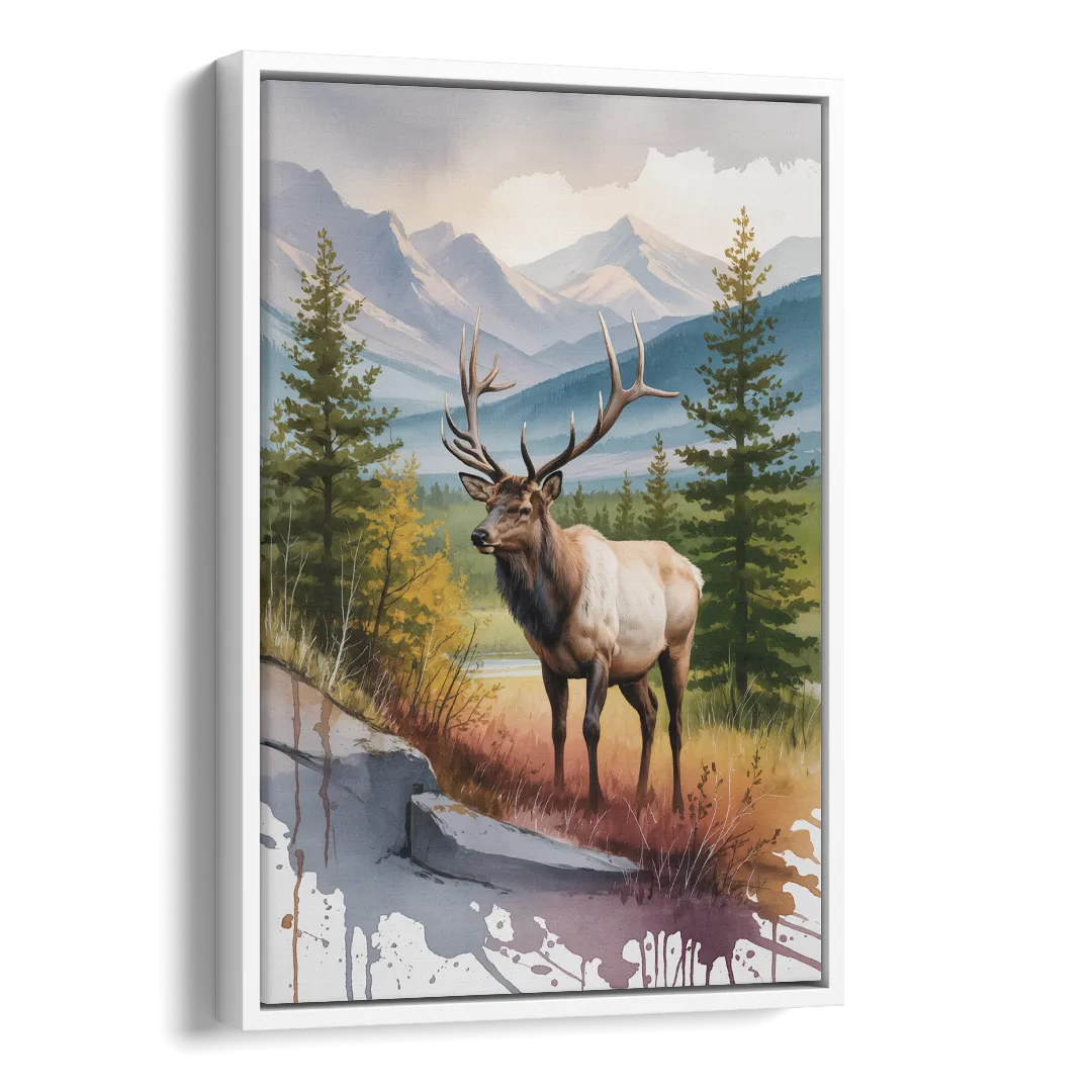 Wildlife of Jasper Side - White Canvas Wall Art