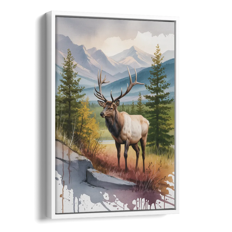 Wildlife of Jasper Side - White Canvas Wall Art