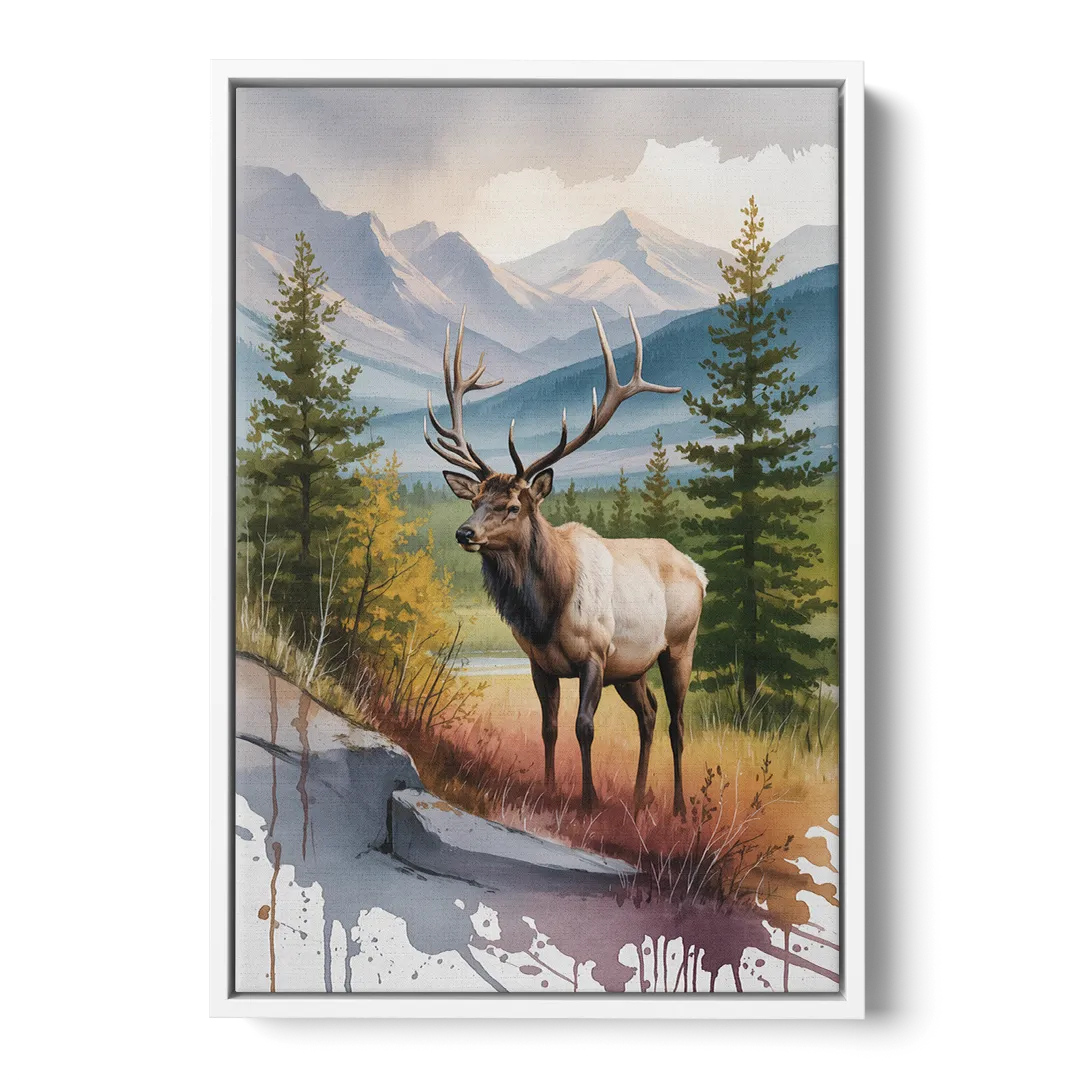 Wildlife of Jasper Front - White Canvas Wall Art