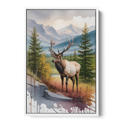 Wildlife of Jasper Front - White Canvas Wall Art