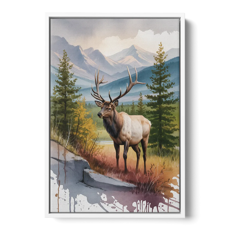 Wildlife of Jasper Front - White Canvas Wall Art