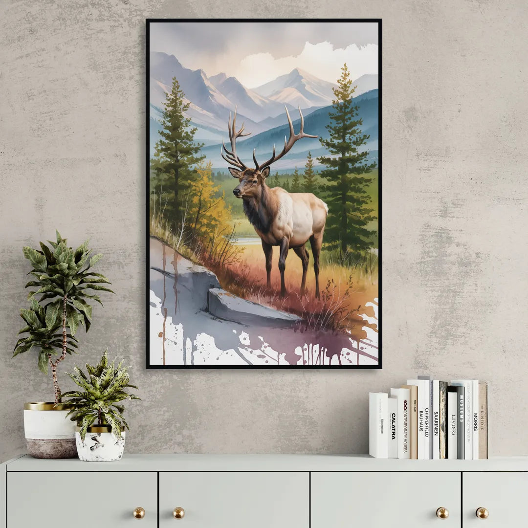 Wildlife of Jasper Sitting Room - Black Canvas Wall Art