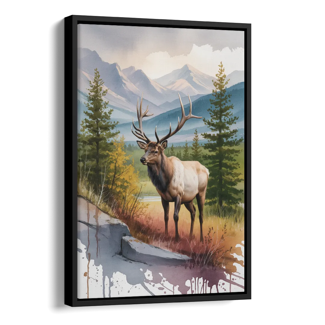 Wildlife of Jasper Side - Black Canvas Wall Art