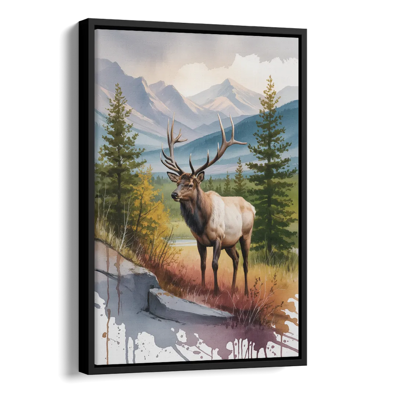 Wildlife of Jasper Side - Black Canvas Wall Art